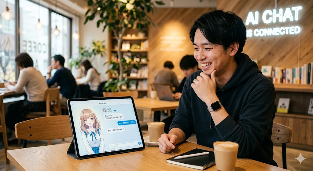 AIとチャットする男性