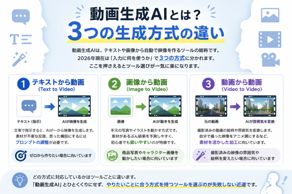 動画生成AIとは?3つの生成方式の違い