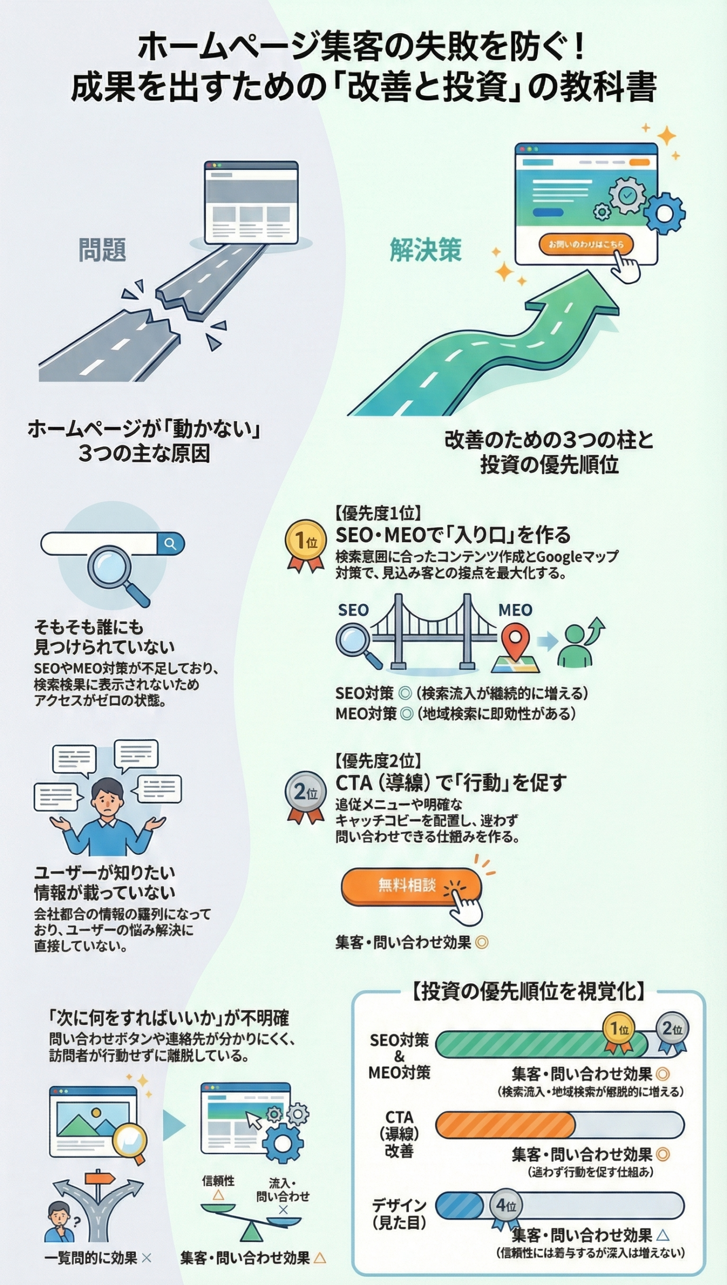 ホームページ失敗の原因と改善策の全体図