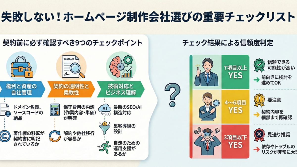 ホームページ業者選びのチェック項目